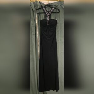 Black Gown with Sleek Draped Waist